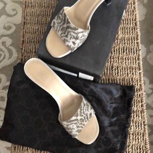 Gucci Gold and Cream Beaded Heels